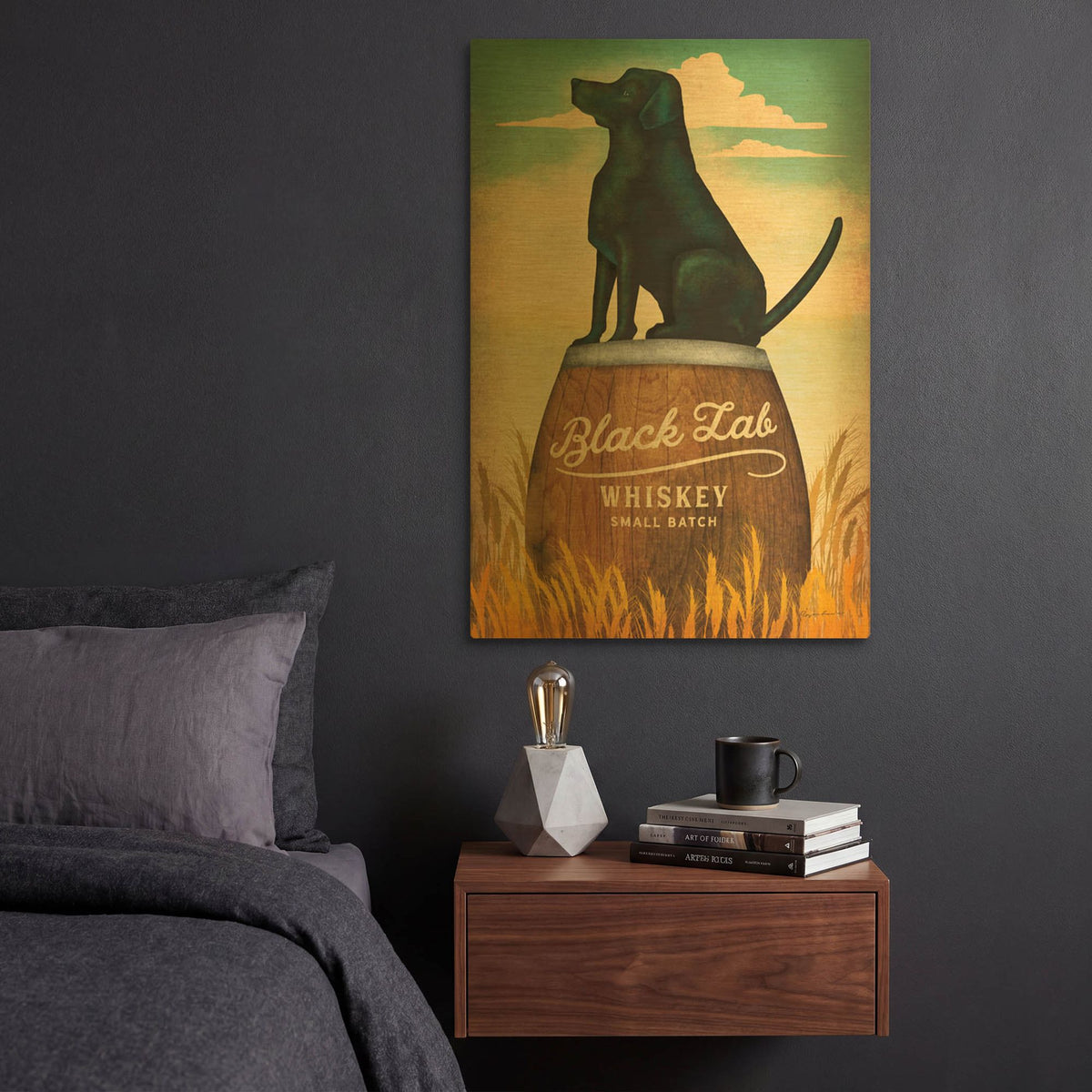 'Black Lab Whiskey' By Ryan Fowler Gold Metal Wall Art