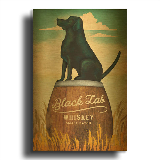 'Black Lab Whiskey' By Ryan Fowler Gold Metal Wall Art