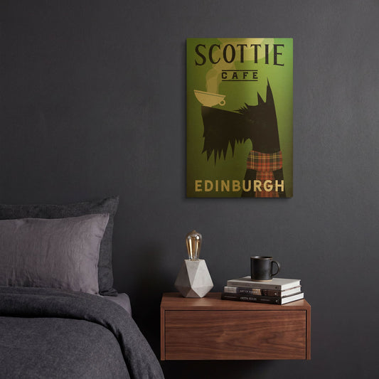 'Scottie Cafe' By Ryan Fowler Gold Metal Wall Art