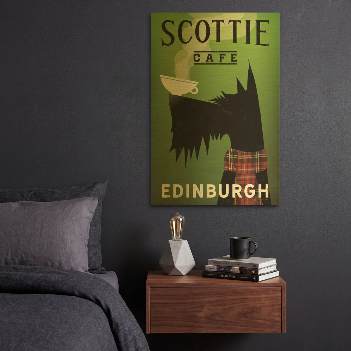 'Scottie Cafe' By Ryan Fowler Gold Metal Wall Art