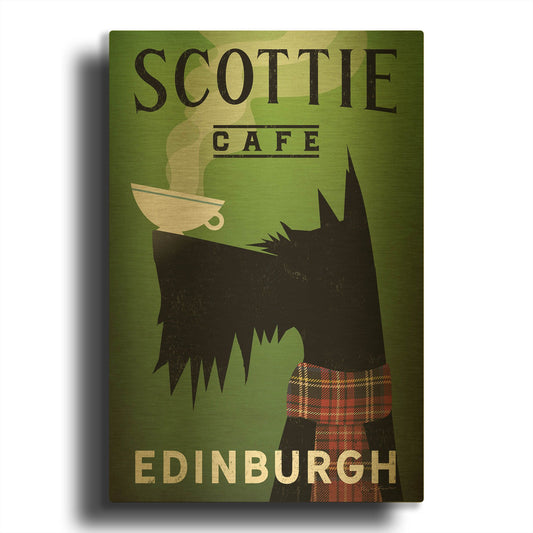 'Scottie Cafe' By Ryan Fowler Gold Metal Wall Art