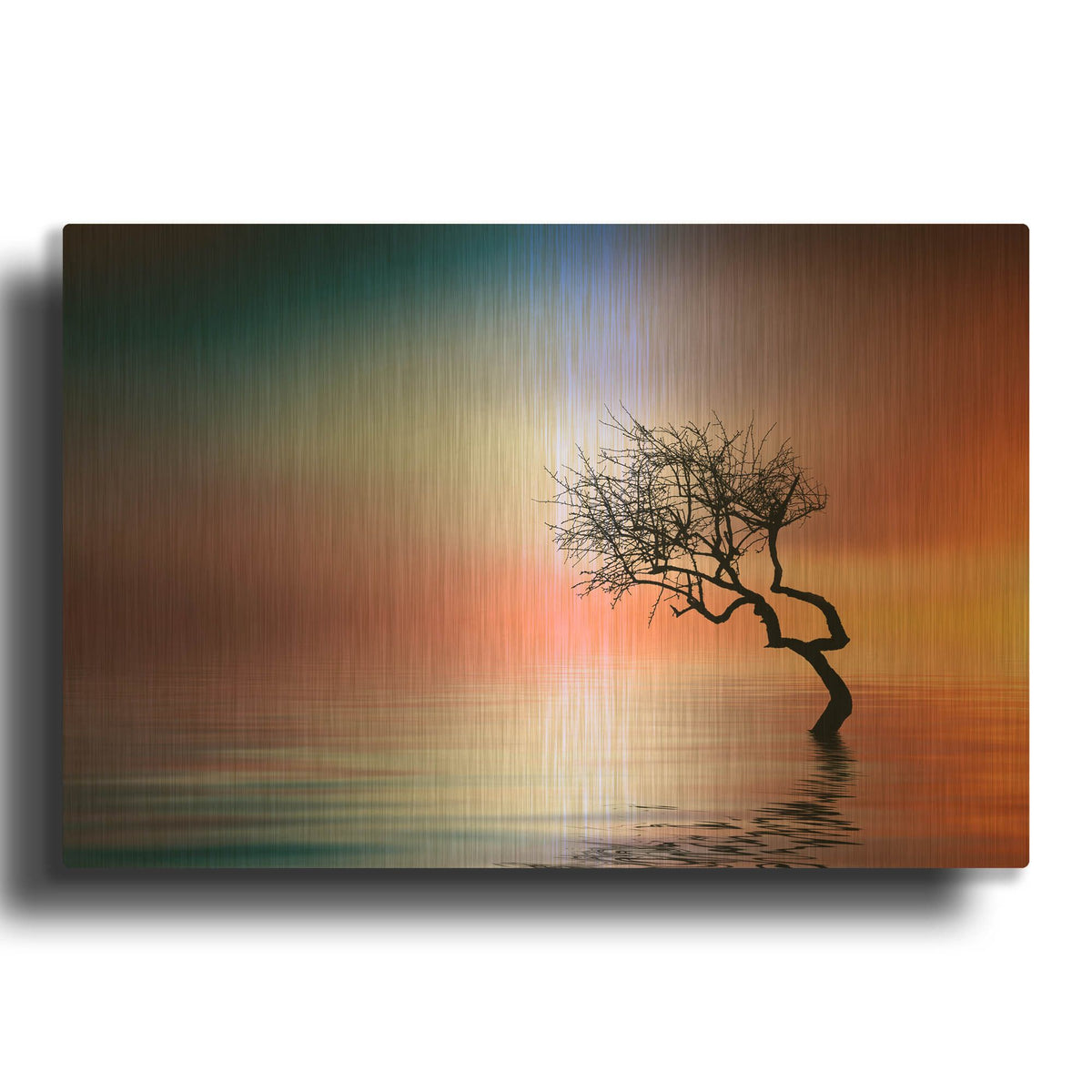 'Tree at lake' By Bess Hamiti Gold Metal Wall Art