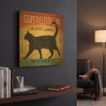 'Superstition Black Label Whiskey Cat' By Ryan Fowler Gold Metal Wall Art
