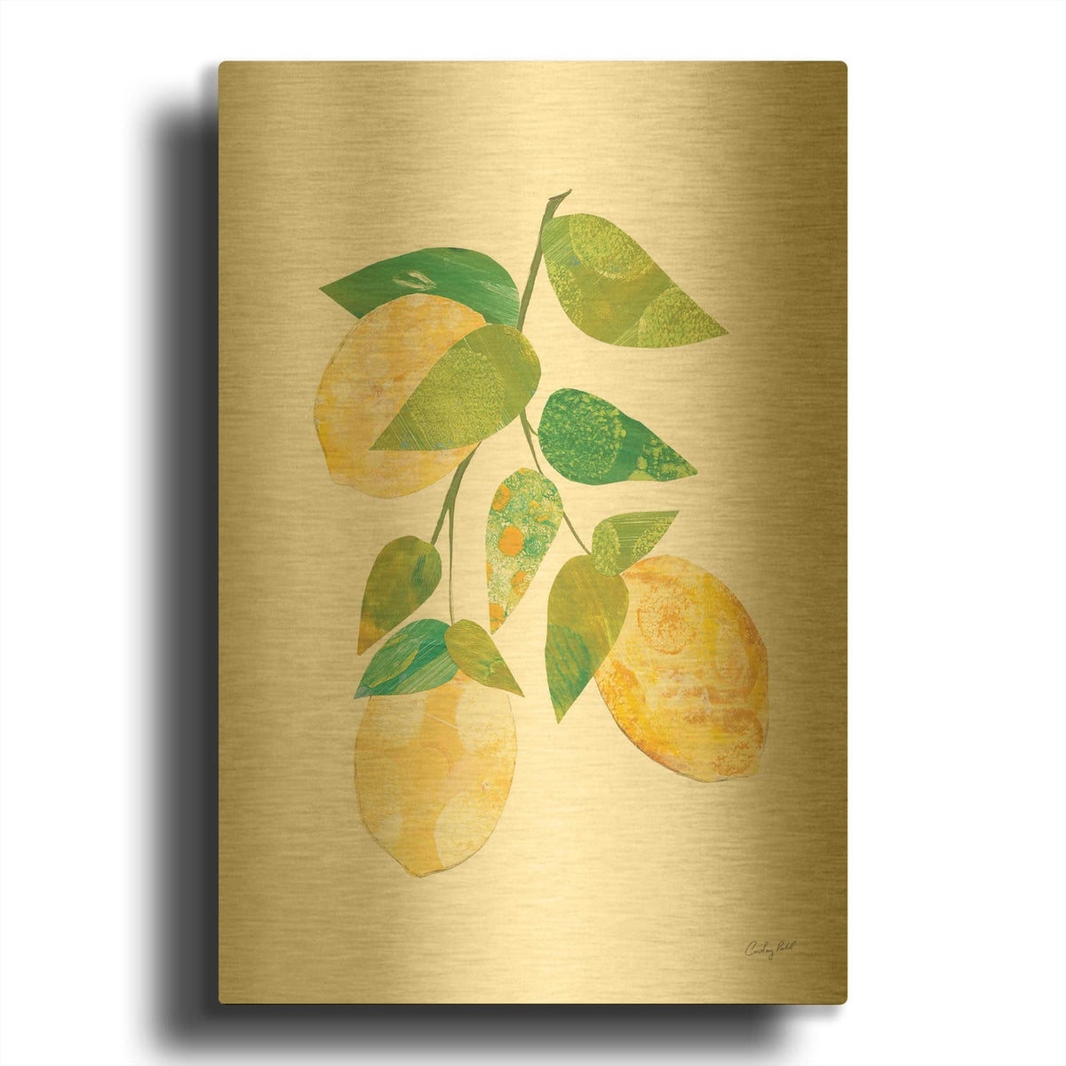 '70245-Summer Lemons I' By Courtney Prahl Gold Metal Wall Art