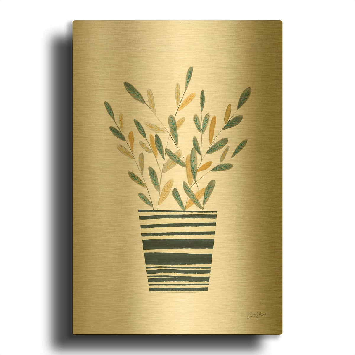 '70692-Herb Garden I' By Courtney Prahl Gold Metal Wall Art
