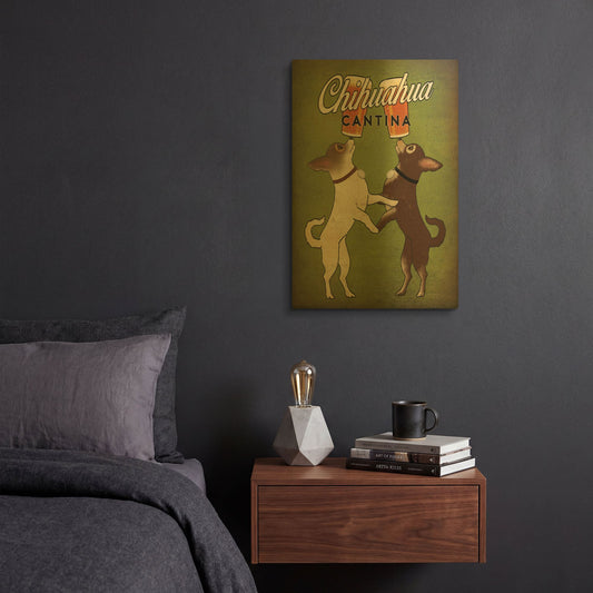 'Double Chihuahua v2' By Ryan Fowler Gold Metal Wall Art