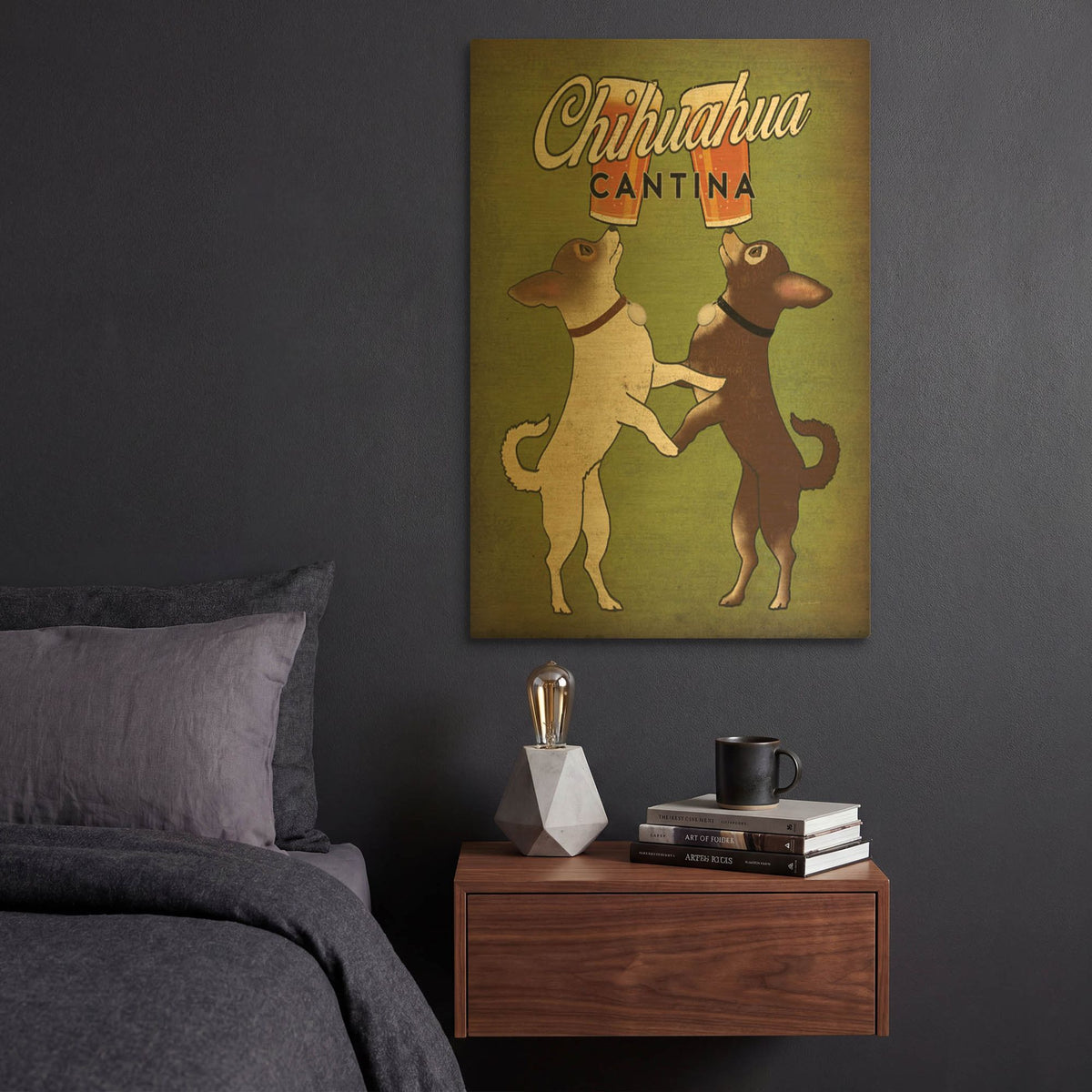 'Double Chihuahua v2' By Ryan Fowler Gold Metal Wall Art
