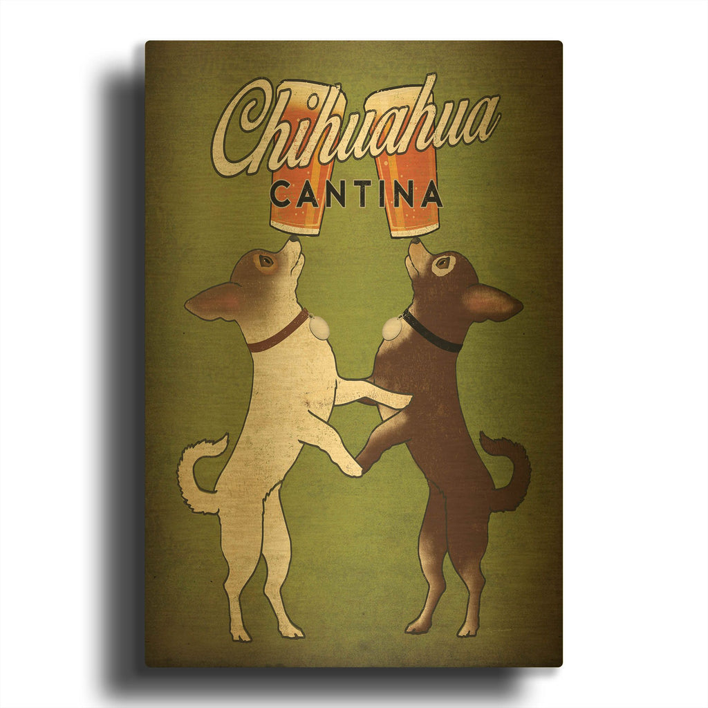'Double Chihuahua v2' By Ryan Fowler Gold Metal Wall Art
