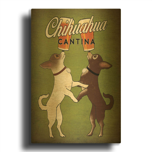 'Double Chihuahua v2' By Ryan Fowler Gold Metal Wall Art