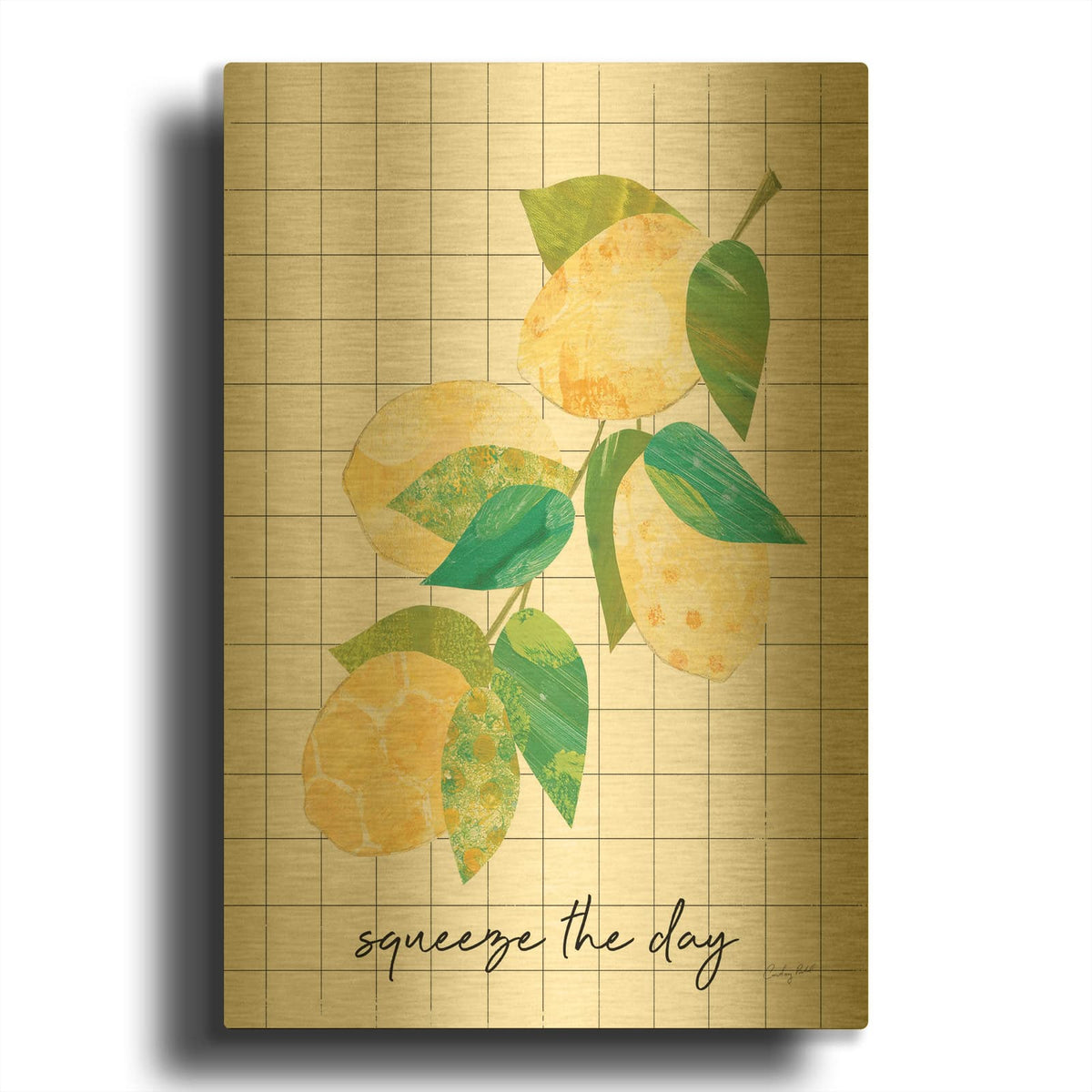 '72648-Summer Lemons Sentiment II' By Courtney Prahl Gold Metal Wall Art