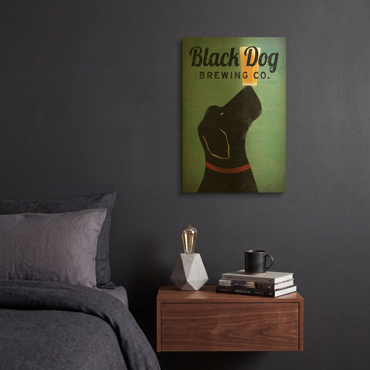 'Black Dog Brewing Co v2' By Ryan Fowler Gold Metal Wall Art