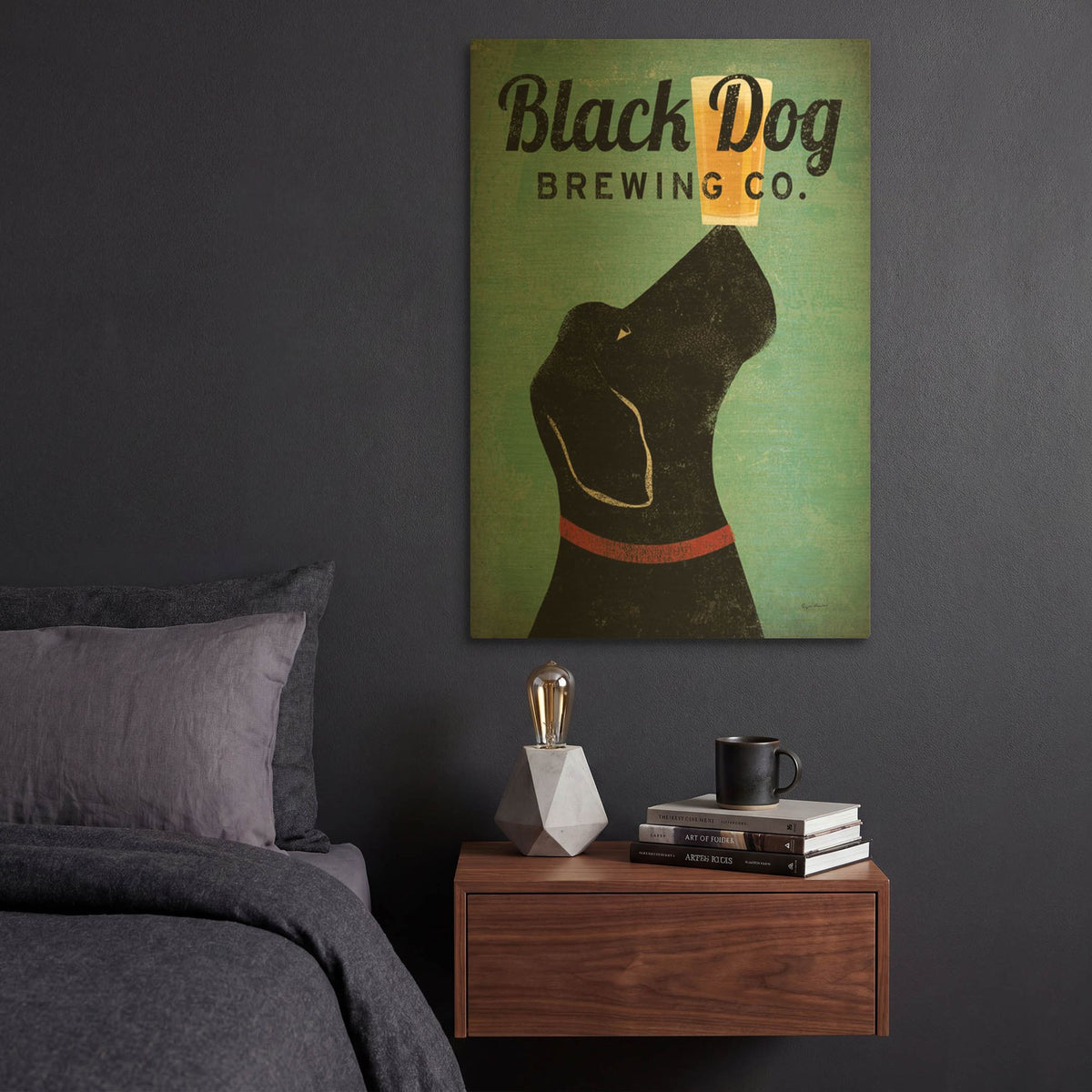 'Black Dog Brewing Co v2' By Ryan Fowler Gold Metal Wall Art