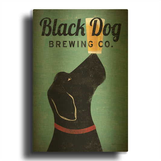 'Black Dog Brewing Co v2' By Ryan Fowler Gold Metal Wall Art