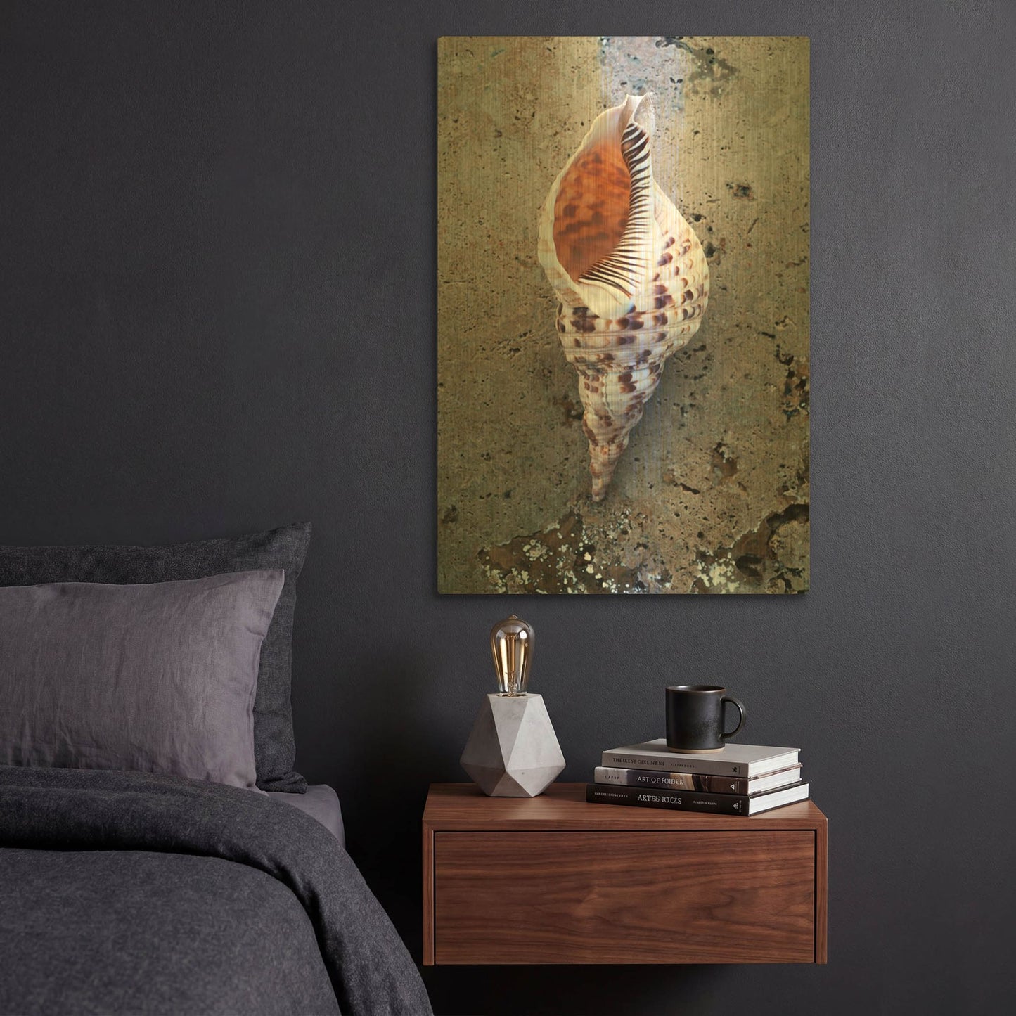 'RAY0282-Spotted Conch Shell' By Elena Ray Gold Metal Wall Art