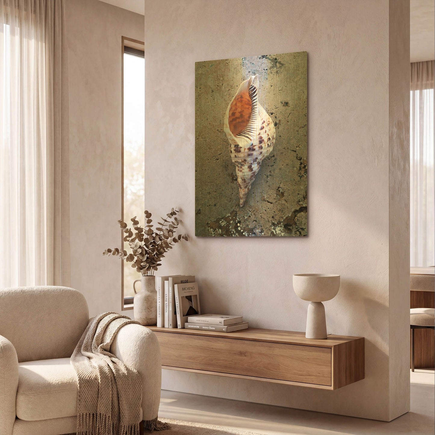 'RAY0282-Spotted Conch Shell' By Elena Ray Gold Metal Wall Art