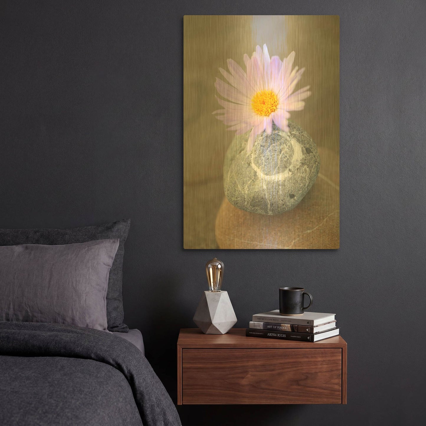 'Zen Flower Meditation' By Elena Ray Gold Metal Wall Art