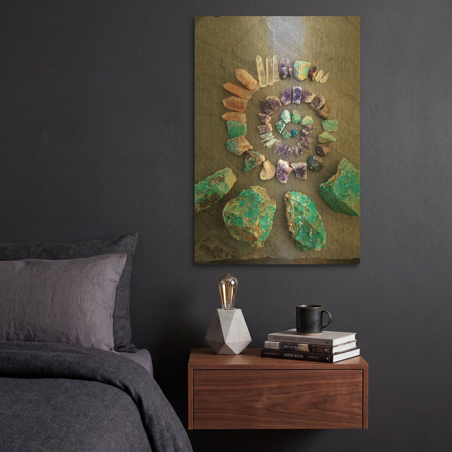 'Reiki Energy Crystal Spiral' By Elena Ray Gold Metal Wall Art