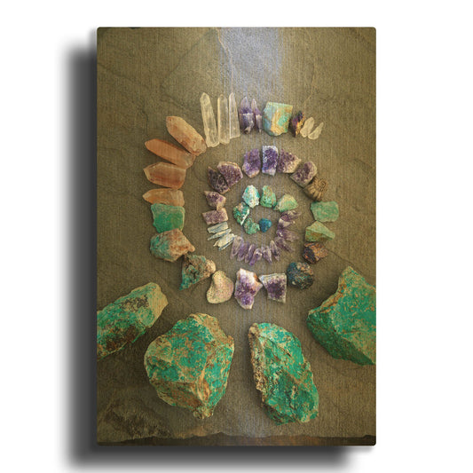 'Reiki Energy Crystal Spiral' By Elena Ray Gold Metal Wall Art