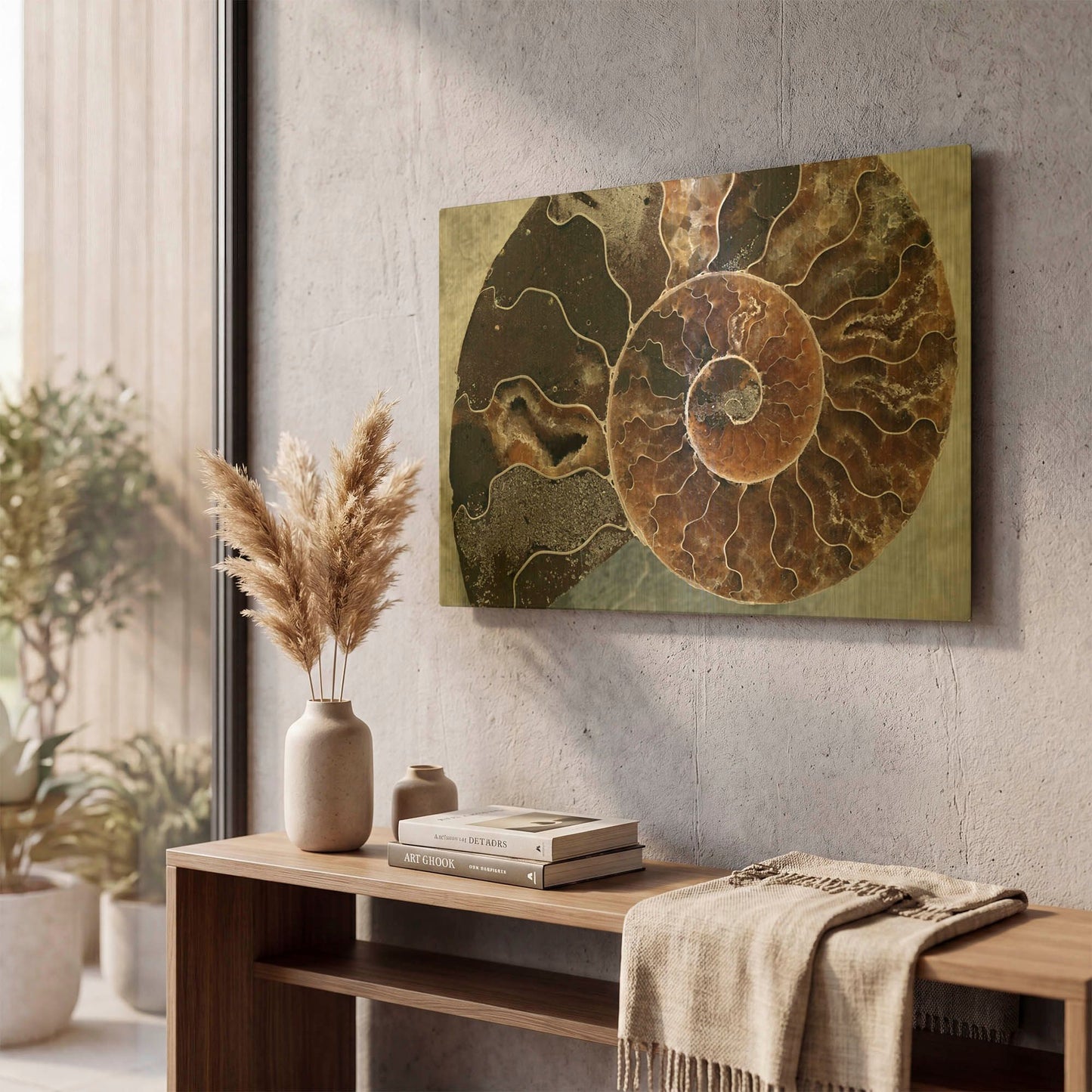 'Ammonite Spiral' By Elena Ray Gold Metal Wall Art