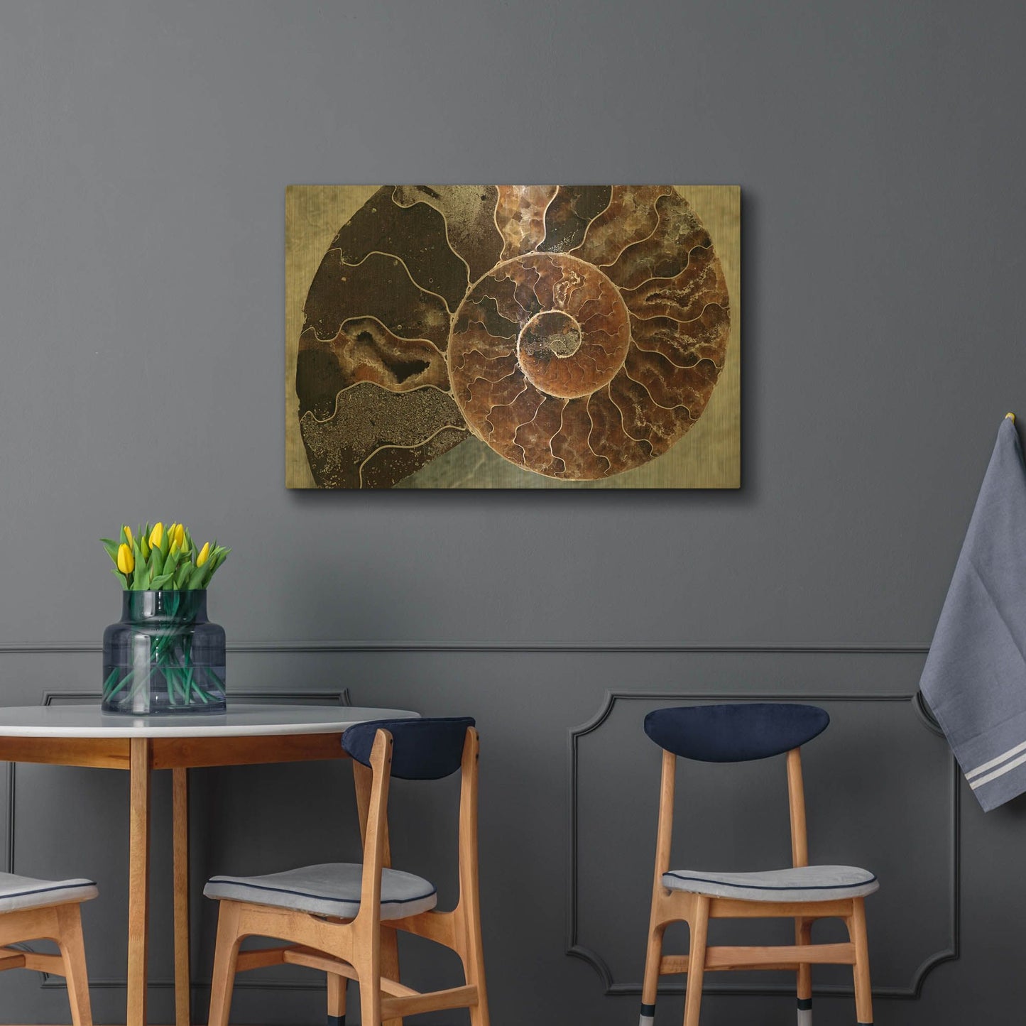 'Ammonite Spiral' By Elena Ray Gold Metal Wall Art