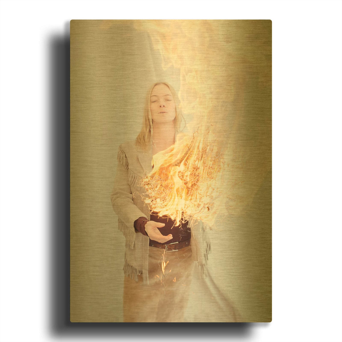 'The Presence of Fire' By Elena Ray Gold Metal Wall Art