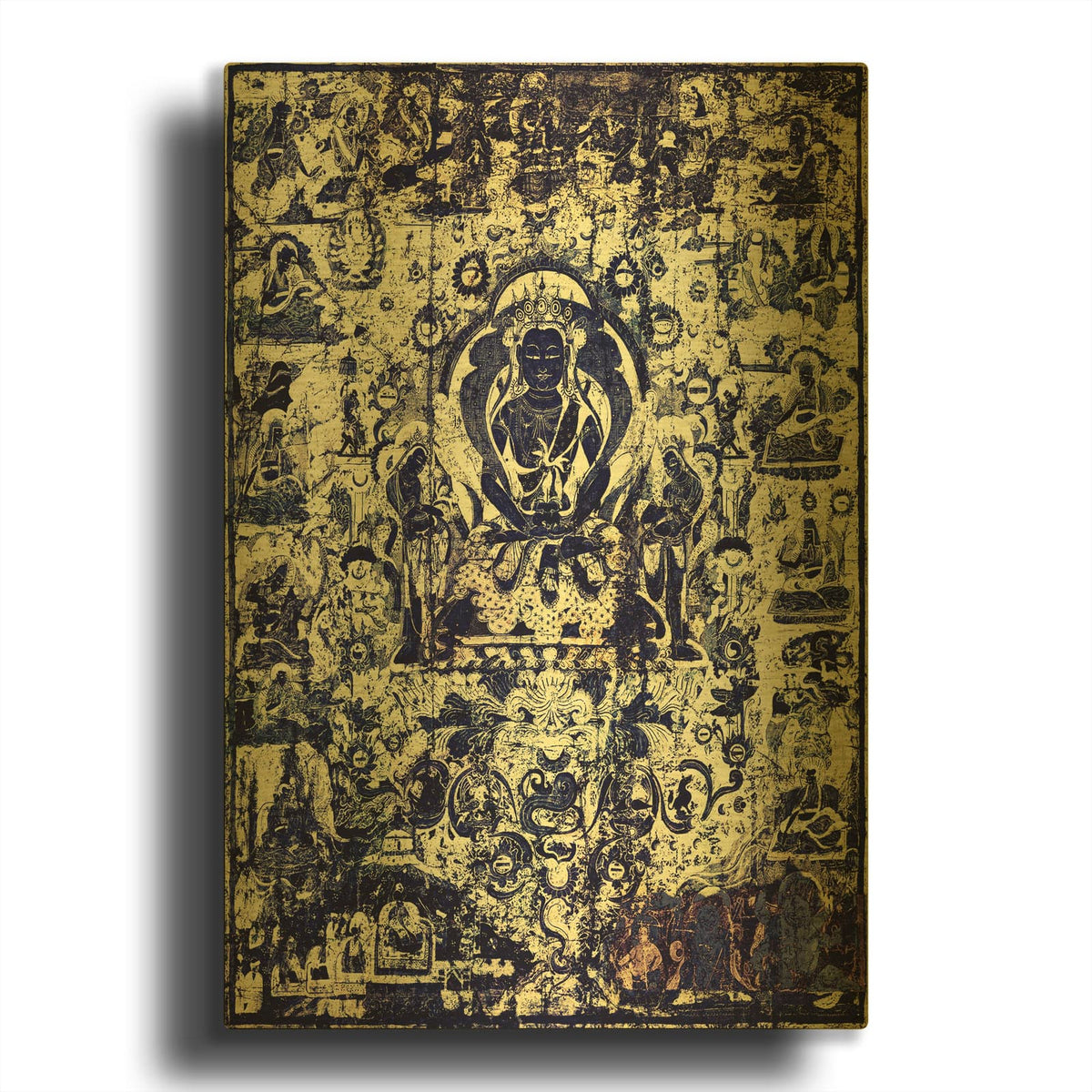 'Buddha Grunge Mandala Remix' By Elena Ray Gold Metal Wall Art