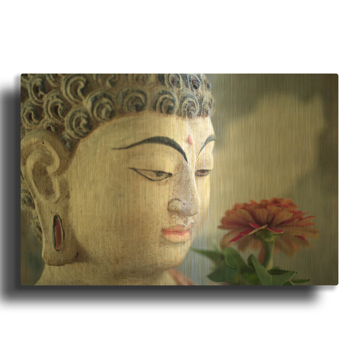 'Buddha Flower' By Elena Ray Gold Metal Wall Art