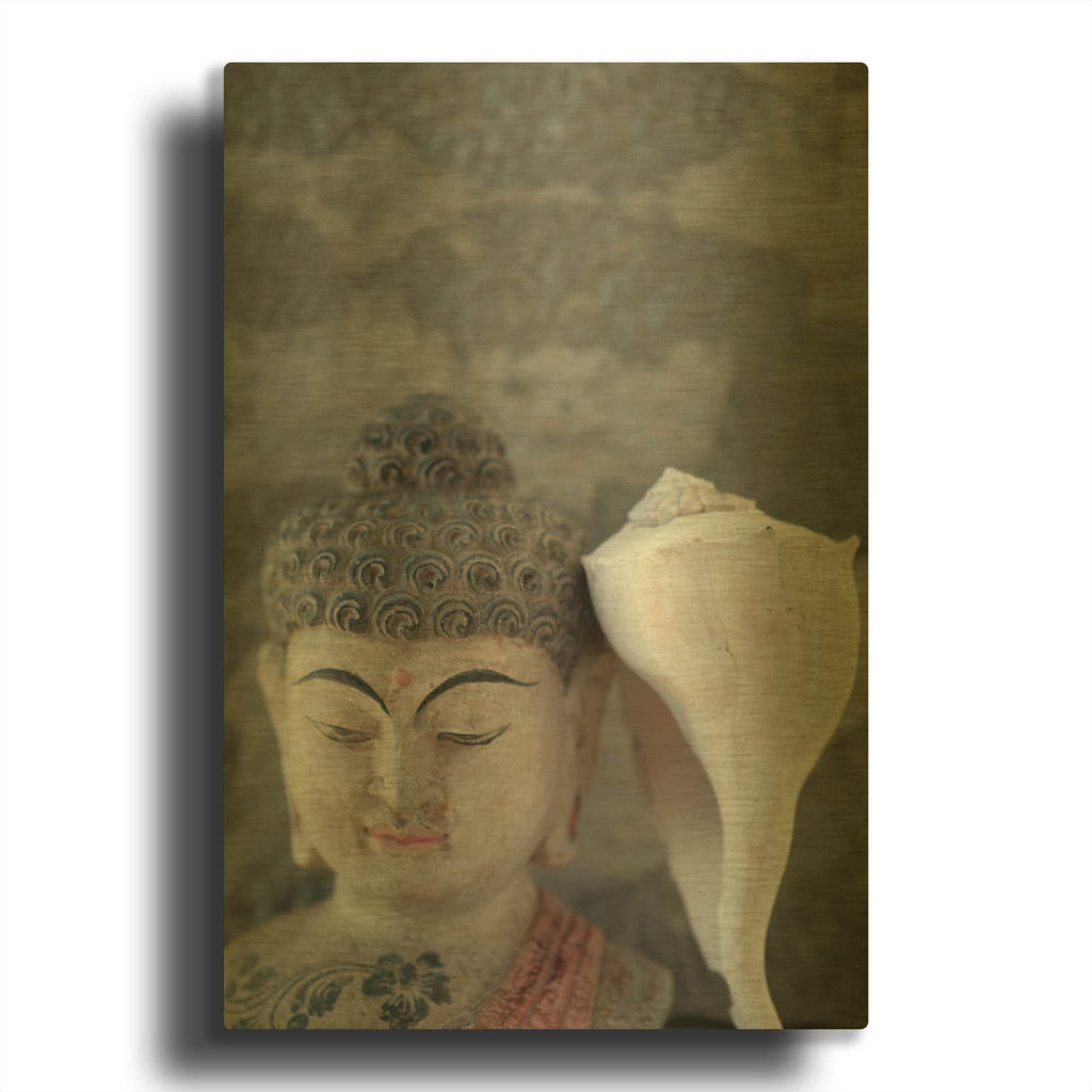 'Om Seashell Buddha' By Elena Ray Gold Metal Wall Art