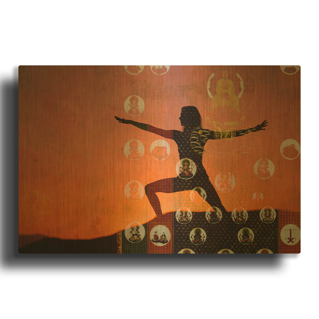 'Sunrise Yoga Meditation' By Elena Ray Gold Metal Wall Art