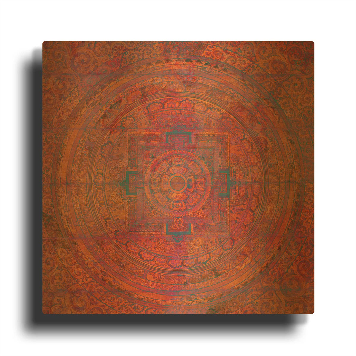 'Modern Vintage Meditation Mandala' By Elena Ray Gold Metal Wall Art
