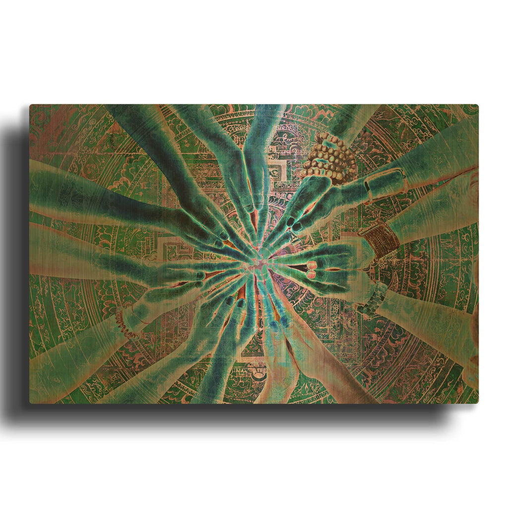 'Circle of Friends Mandala' By Elena Ray Gold Metal Wall Art
