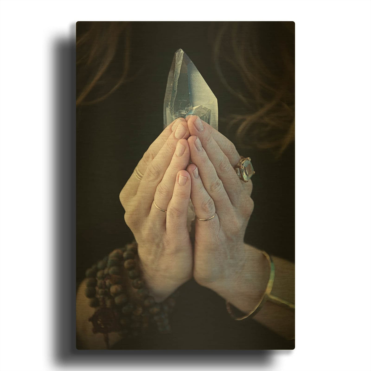 'Crystal Meditation' By Elena Ray Gold Metal Wall Art