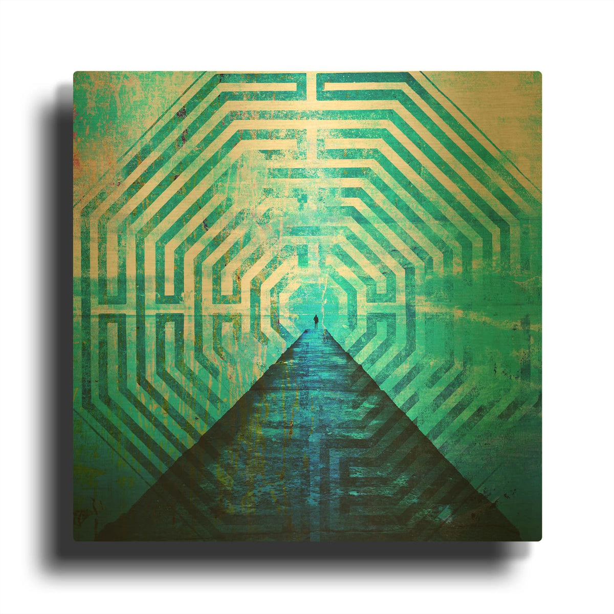 'Labyrinth' By Elena Ray Gold Metal Wall Art