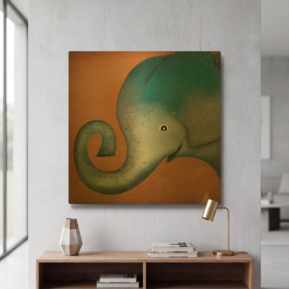 'Elephant Wow' By Ryan Fowler Gold Metal Wall Art