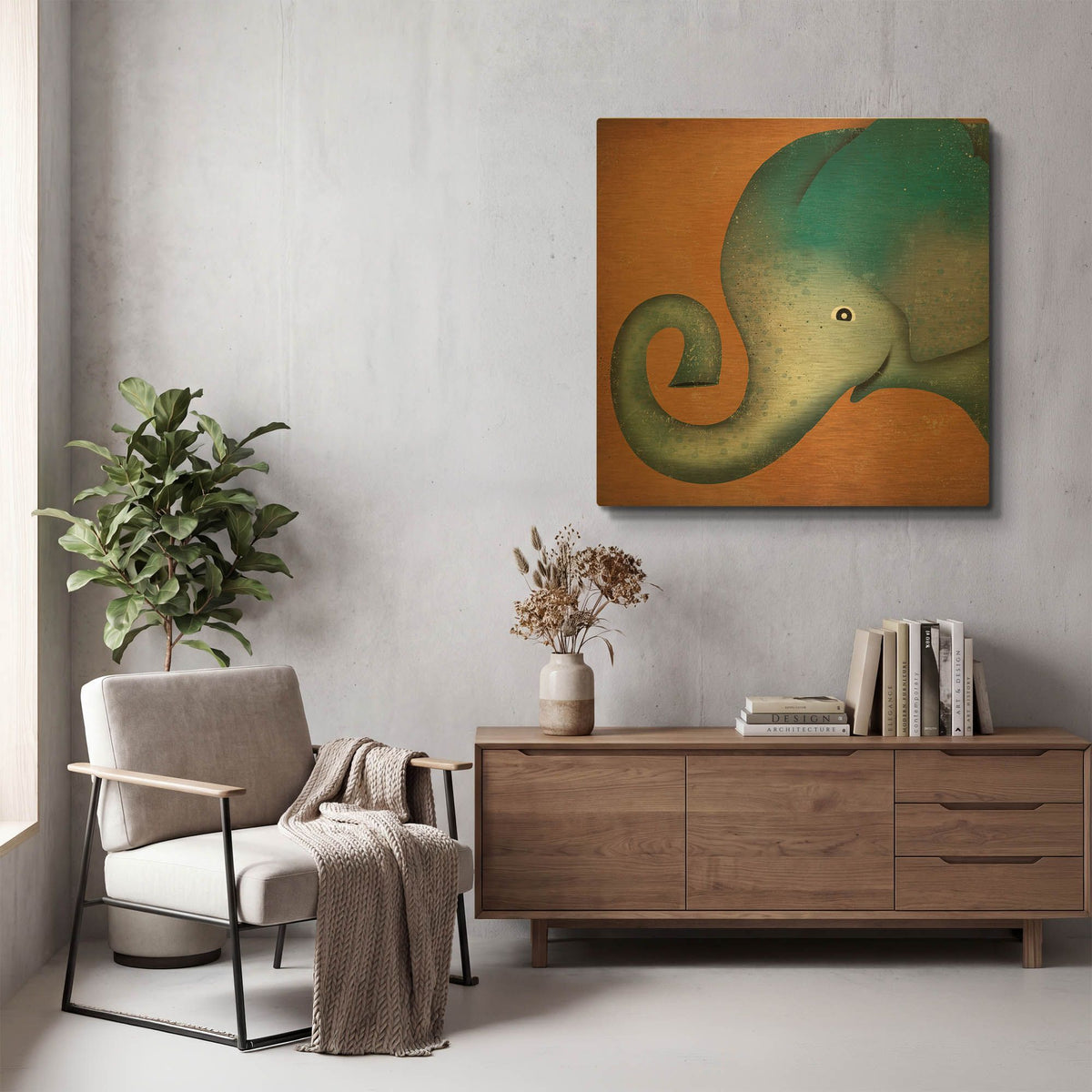 'Elephant Wow' By Ryan Fowler Gold Metal Wall Art