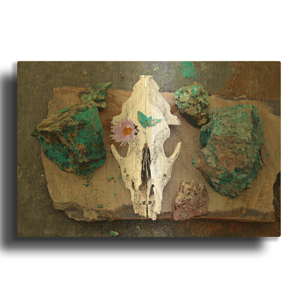 'Coyote Shaman Altar' By Elena Ray Gold Metal Wall Art