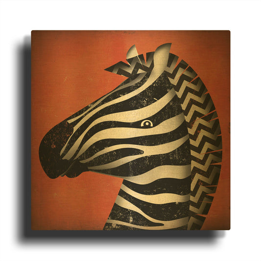 'Zebra Wow' By Ryan Fowler Gold Metal Wall Art
