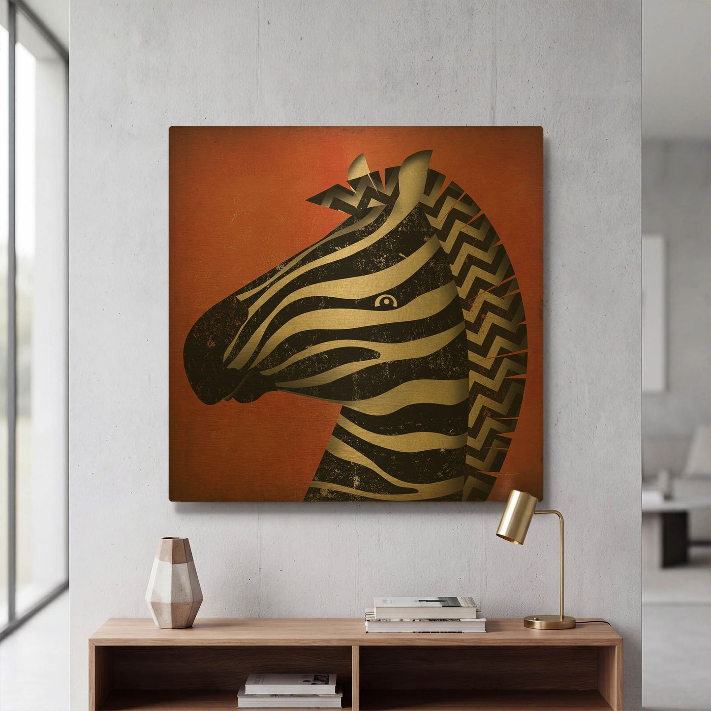 'Zebra Wow' By Ryan Fowler Gold Metal Wall Art