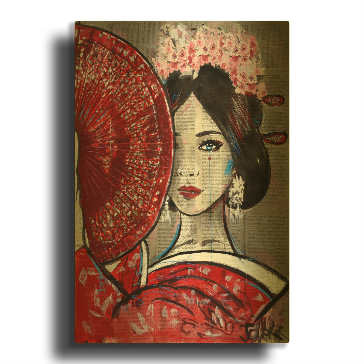 'Akai' By Loui Jover Gold Metal Wall Art