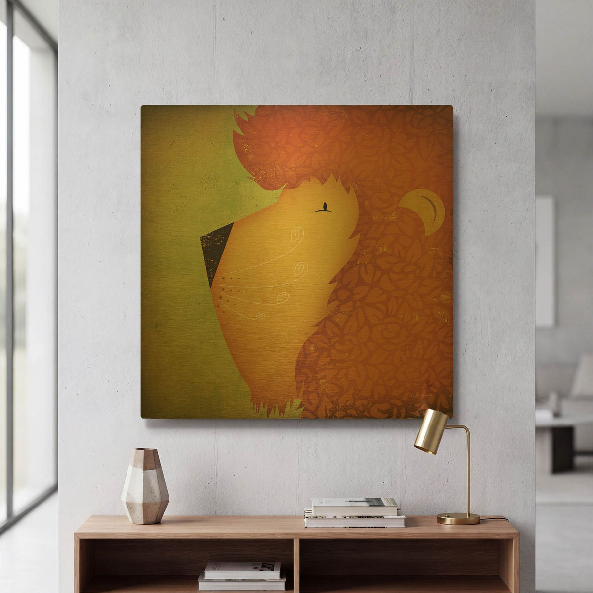 'Lion Wow' By Ryan Fowler Gold Metal Wall Art