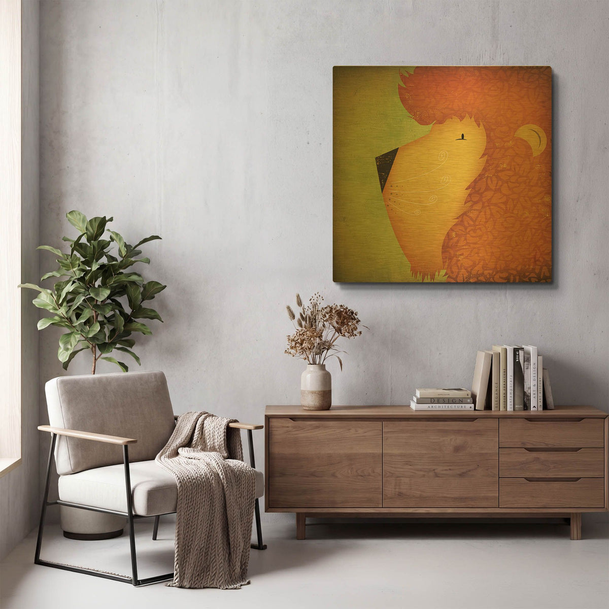 'Lion Wow' By Ryan Fowler Gold Metal Wall Art