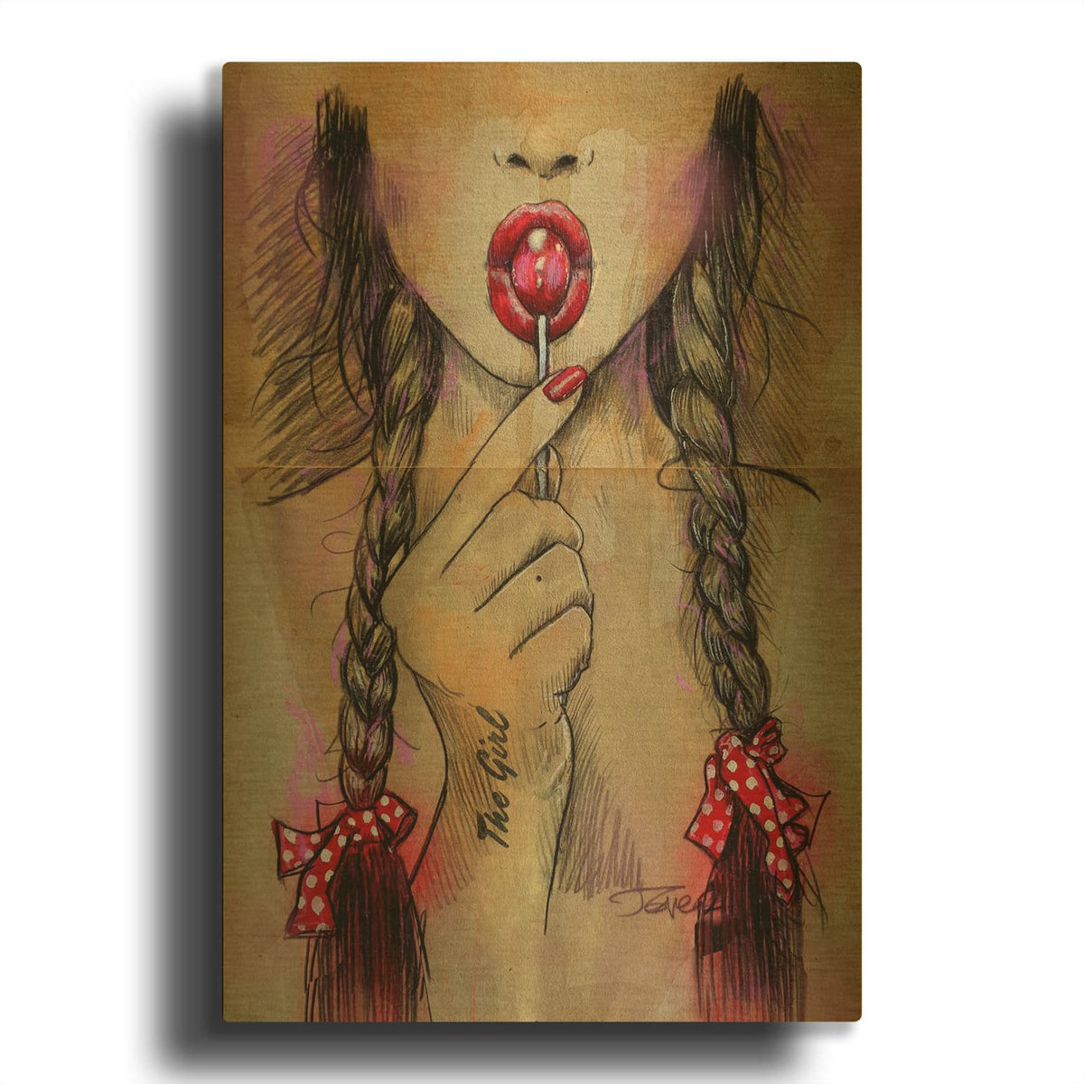 'Raspberry' By Loui Jover Gold Metal Wall Art