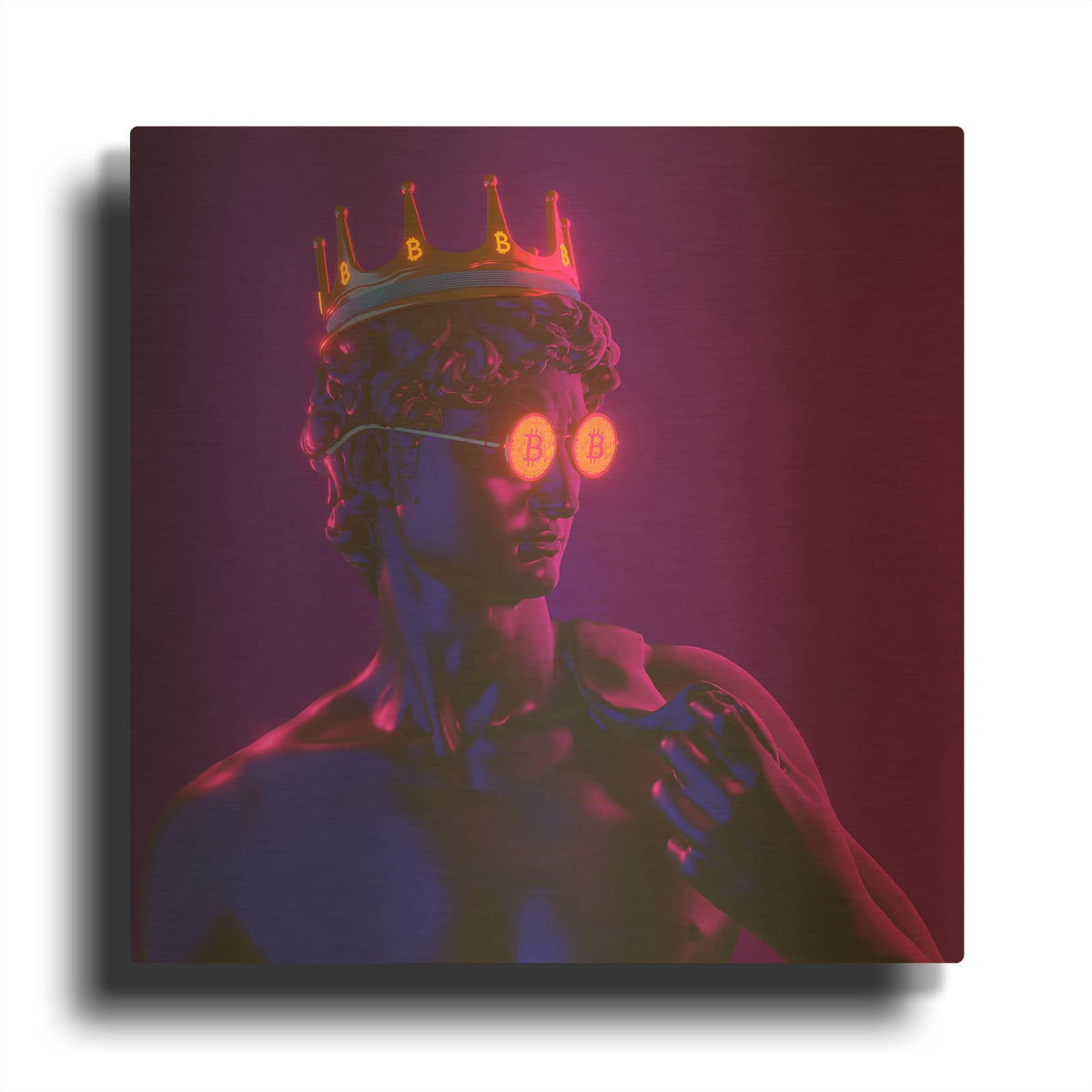 'Michelangelo Bitcoin David' By Luxe Gold Metal Wall Art