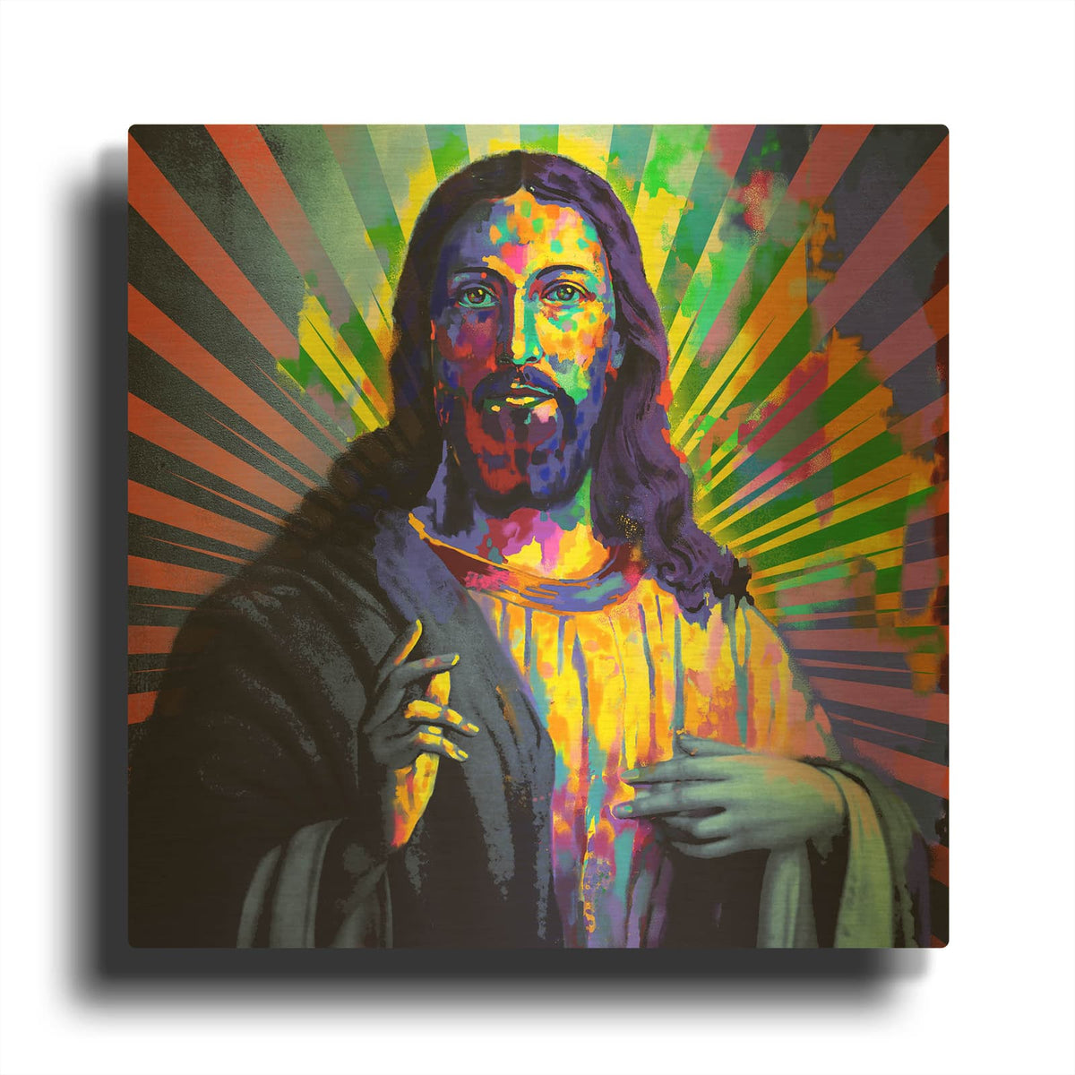 'Colorful Christ I' By Luxe Gold Metal Wall Art