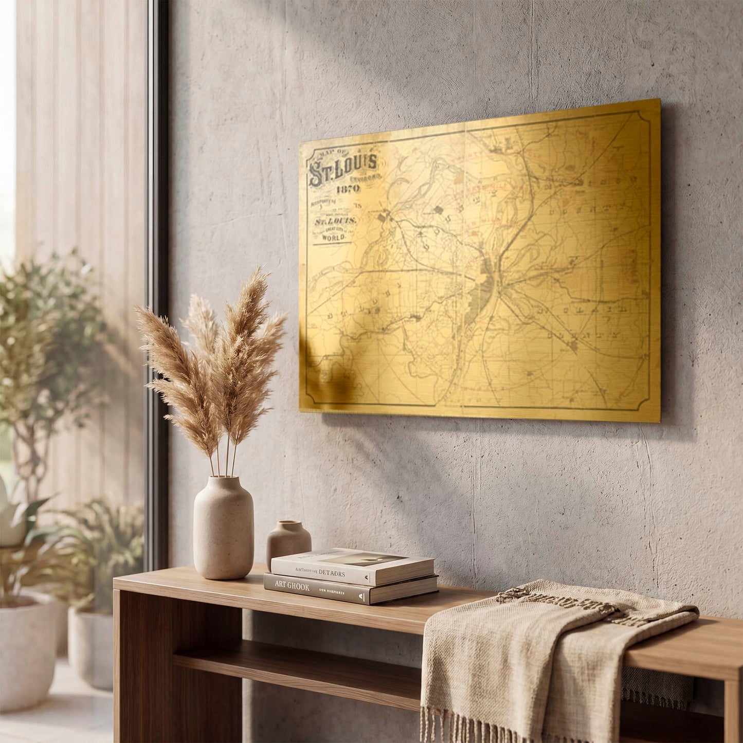 'Vintage St Louis Map' By Wild Apple Portfolio Gold Metal Wall Art
