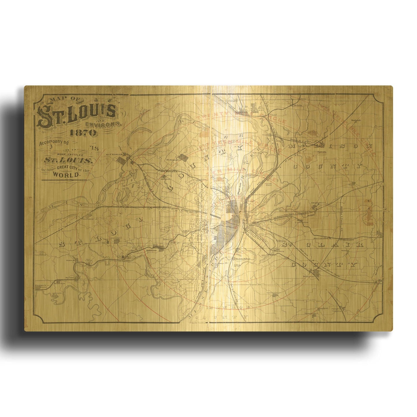 'Vintage St Louis Map' By Wild Apple Portfolio Gold Metal Wall Art