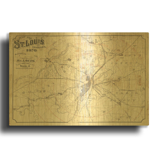 'Vintage St Louis Map' By Wild Apple Portfolio Gold Metal Wall Art