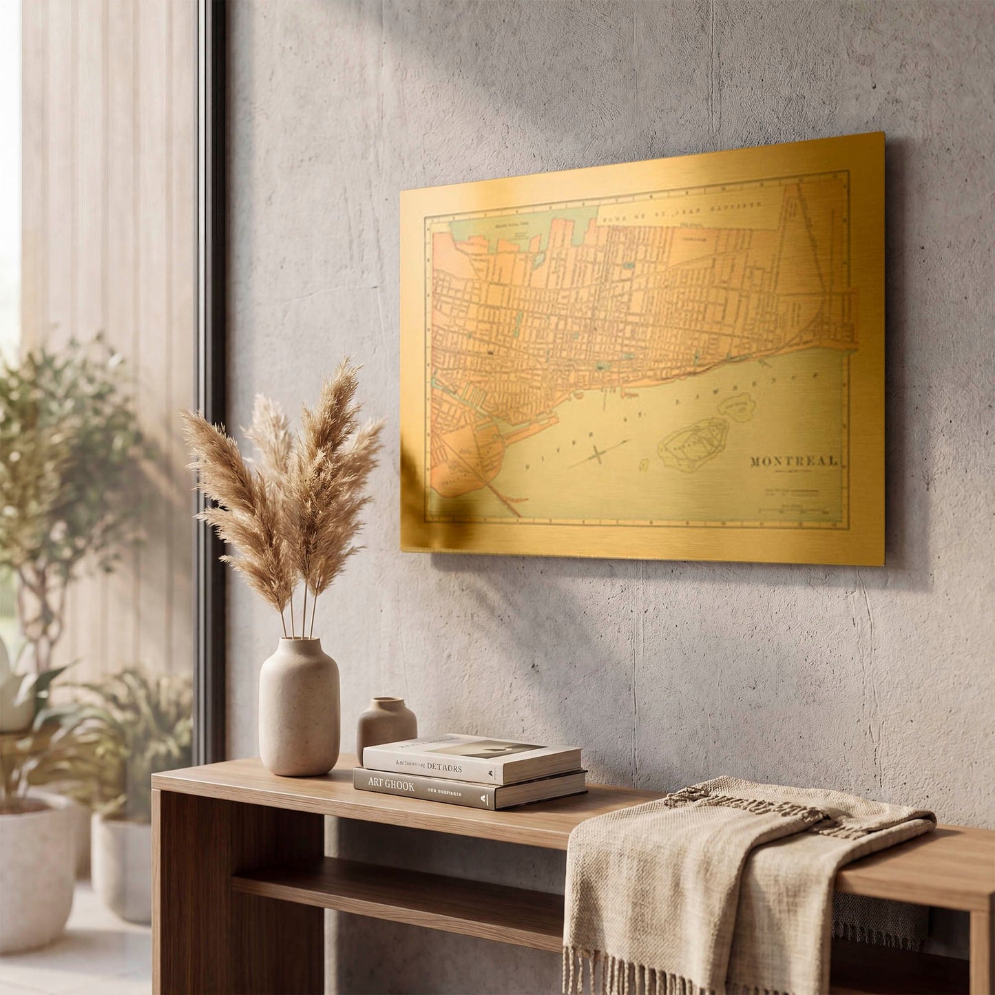 'Map of Montreal' By Wild Apple Portfolio Gold Metal Wall Art