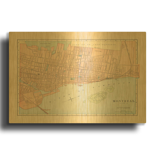 'Map of Montreal' By Wild Apple Portfolio Gold Metal Wall Art
