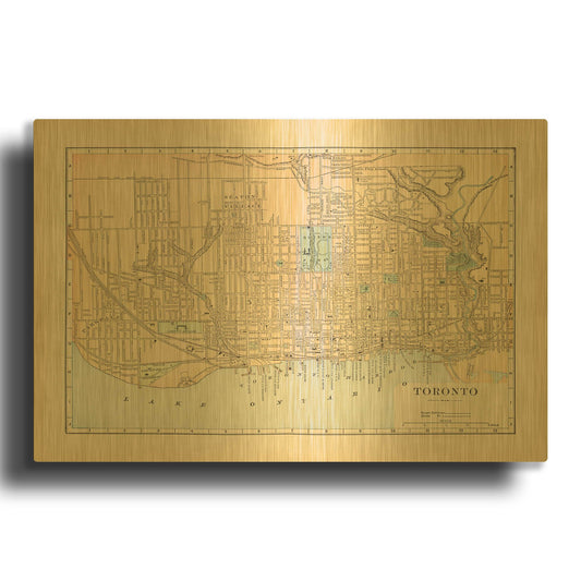 'Map of Toronto' By Wild Apple Portfolio Gold Metal Wall Art